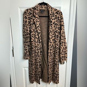 RACHEL ZOE Long Animal Print Cardigan